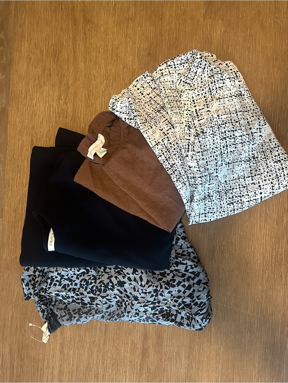 Mixed Women's Tops Bundle - Black, Brown, White Print, Geo Print